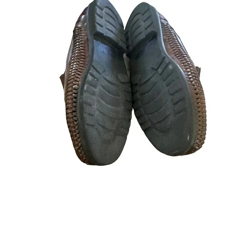 Soft Stags Men's Brown Leather Woven‎ Comfortable Flat Boot Size 11M